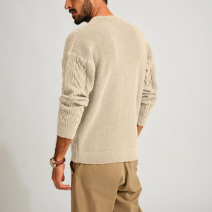 Wholesale Custom Men's <b>Cable</b> Knit Sweater Heavyweight Warm Crewneck Pullover OEM Winter Knitwear Wholesale Rate Men Sweaters - Product Image 2