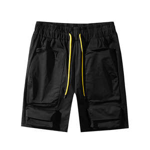 Pantalones cortos Cargo de cintura media para hombre, informales, con cremallera, cierre elástico, liso, teñido, patrón sólido, multibolsillo, holgado, de lona, Anti-UV - Product Image 6