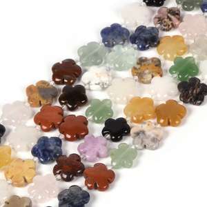 Cuentas con forma de flor de piedras preciosas mixtas, cuentas espaciadoras de cristal Natural, cuentas sueltas de piedra energética de 15mm, 15 pulgadas - Product Image 3