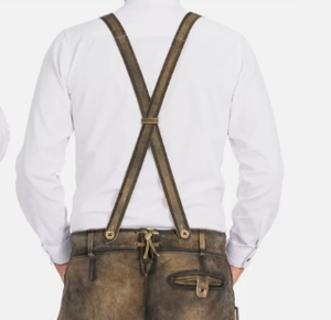 Élégant hommes bavarois Lederhosen véritable cuir de vache fendu pantalon boutons fermeture avant côté arrière poches latérales - Product Image 6