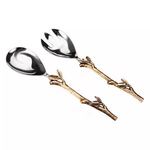 ชุดเซิฟเวอร์สลัดสแตนเลสพร้อมที่จับไม้ไผ่เครื่องใช้ในครัว - Product Image 2