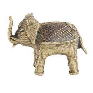 Escultura de elefante de bronce y oro antiguo de latón indio hecha a mano, estatua de decoración para el hogar, artículos de regalo, longitud: 8,00 CM, SNS-911 - Product Image 1