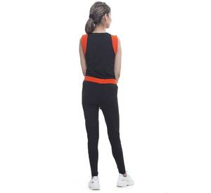 Top de yoga sin mangas negro naranja de dos colores a la moda en tela de algodón orgánico para mujer, ropa de gimnasio, Conjunto elegante a la venta - Product Image 1