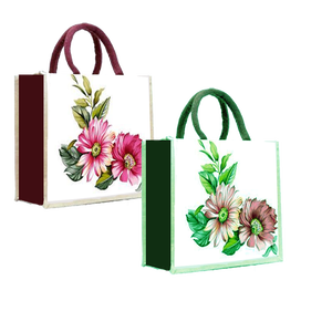 Sacs à provisions fourre-tout mode impression sacs de jute poche extérieure fabriqués en Inde Bengale occidental - Product Image 3