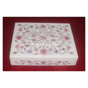 Natural Design And Pure <b>White</b> Marble Inlaid <b>Boxes</b> Best Design Handmade And Polished In Rectangle Shape For Storage Box Purpose - Product Image 1