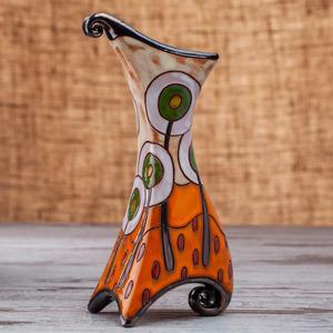 Florero de cerámica hecho a mano indio de lujo con estampado, decoración del hogar, oficina y Hotel, diseño moderno, elegantes conjuntos de cerámica - Product Image 2