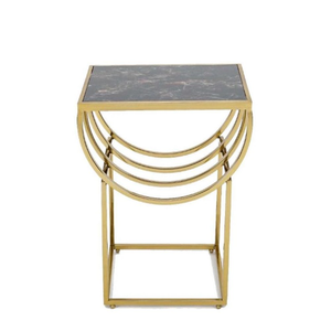 Wholesale Modern Steel Side <b>Table</b> with Tempered Marble Top and Stainless Steel Metal <b>End</b> <b>Table</b> Elegant Dining Chair Companion - Product Image 3