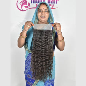 Cheveux naturellement bouclés closure disponibles à des prix compétitifs fournisseurs et exportateurs pur humain indien Remy disponible à la vente. - Product Image 6