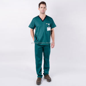 ชุดยูนิฟอร์มแพทย์ผู้ชายผ้าทวิลโพลีเอสเตอร์/คอตตอนคุณภาพสูงจากเวียดนาม ผ้าเนื้อยืด ชุดสครับสำหรับโรงพยาบาล รับผลิตแบบ OEM พร้อมบริการพิมพ์ลาย - Product Image 1