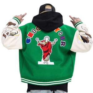 Chaquetas de invierno para hombre con botones de algodón personalizadas al por mayor, chaquetas universitarias de béisbol de talla grande, diseño personalizado para hombre - Product Image 2