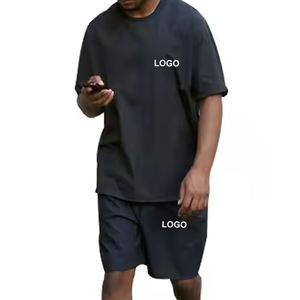 Conjunto personalizado de moda de verano para hombre, camiseta y pantalones cortos informales de algodón transpirable, chándal corto de 2 piezas - Product Image 5