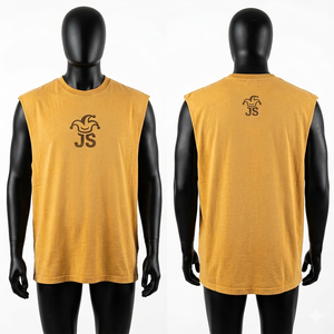 เสื้อยืดแขนกุดผู้ชายผ้าฝ้ายพรีเมียม GSM สีเขียวมะกอก พิมพ์ลายกราฟิก สกรีนโลโก้ตามสั่ง เสื้อยืดผ้าฝ้าย 100% สำหรับผู้ชาย ทรงหลวม พิมพ์ลาย - Product Image 5