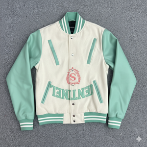 Chaqueta de hombre de lana y seda bordada de servicios OEM de alta calidad con cierre de botón cubierto chaquetas versity chaquetas Lettermen - Product Image 4