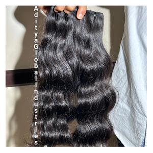 Extensiones de cabello humano de templo indio 100%, paquete de cabello indio crudo, peluca de encaje, estilo de cinta preadherida de onda Natural, 8 pulgadas estirada - Product Image 2