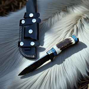 Couteau de chasse en acier Damas forgé, performances ultimes pour les chasseurs, manche en bois de cerf, couteaux de chasse avec étui - Product Image 5