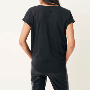 Camiseta de manga corta de algodón 100% de alta calidad para mujer, Material de punto transpirable, tamaños personalizados para el verano, servicio OEM disponible - Product Image 3