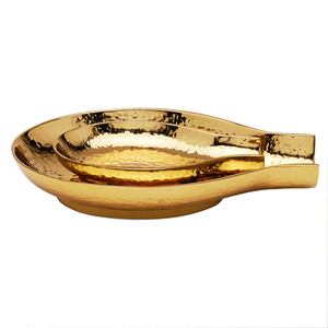 Repose-cuillères en acier inoxydable martelé doré brillant, 2 pièces, couleur personnalisée, faits à la main, écologiques, compatibles lave-vaisselle et four - Product Image 2