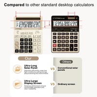 Calculatrice Scientifique Professionnelle Premium 14 Chiffres à Énergie Solaire Robuste pour Bureau, Double Alimentation, Fonction de Réinitialisation Automatique pour
