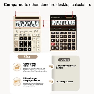 Calculadora de Escritorio Profesional Premium de 14 Dígitos, Alimentación Solar, Resistente, Doble Fuente de Alimentación, Función de Repetición Automática - Product Image 4