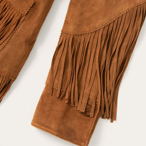 Soft Leather <b>Fringe</b> <b>Jacket</b> Rodeo-Style Vintage Suede Coat - Product Image 4