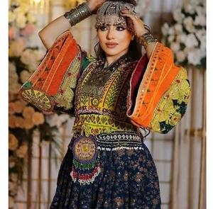 Vestido de Novia Tribal Afgano al por Mayor, Vestido de Novia Kuchi Pashtun Pathani con Encaje, Cachemira, Chifón, Color Sólido Multicolor - Product Image 6