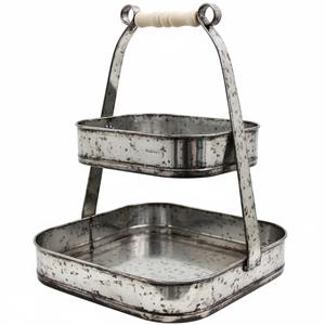 Support à Plateau à Deux Niveaux de Forme Carrée en Or Antique de Qualité Supérieure avec Poignée pour la Décoration de la Cuisine et de la Maison à Prix Abordable - Product Image 5