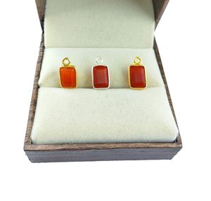 Pendentif en forme rectangulaire en pierre précieuse rubis - Charmes en or et argent plaqué pour bijoux - Product Image 6