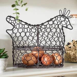 Panier en fil de fer noir de forme ronde avec poignée idéal pour le stockage des œufs et l'organisation de la cuisine fabriqué en Inde - Product Image 5