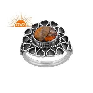 Meilleure vente de bague en argent sterling oxydé Mojave cuivre bourdon turquoise avec pierres précieuses fabricant de bijoux personnalisé - Product Image 4