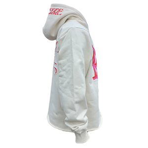 Sweat à capuche avec ourlet brut et logo bouffant OEM sweat-shirt en molleton de coton épais sweat-shirt à capuche décontracté Streetwear coupe cousue avec motif vierge - Product Image 4