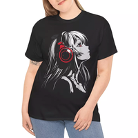 Camiseta de diseño gráfico de chica de Anime con auriculares para hombre, 100% algodón, estampado elegante y de moda