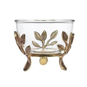 Table à dîner finition or support serveur de fruits bol en verre aluminium métal fabriqué à la main bol serveur de nourriture ustensiles de cuisine - Product Image 1