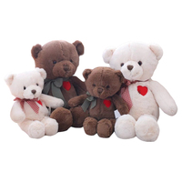 Ours en peluche mignon très populaire, personnalisé avec ruban et cœur, jouet en peluche doux, ours en peluche blanc et marron personnalisé avec cœur