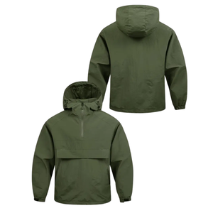 <b>Men's</b> Stand Collar <b>Black</b> Hooded Windbreaker <b>Jacket</b> <b>Long</b> Sleeve Drawstring Waist Zipper Closure Polyester Fabric - Product Image 1