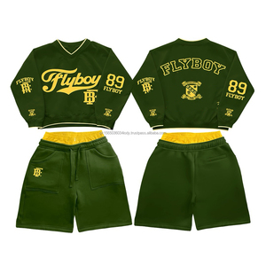 เสื้อยืดแขนสั้นสไตล์สตรีทแวร์ลำลองสำหรับผู้ชายปี 2026 ชุดเซ็ตผ้าฝ้าย 100% พิมพ์ลายโลโก้ ผ้าพิมพ์ลายสั้น - Product Image 5