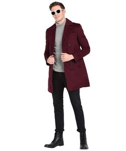 Chaqueta informal de moda con cuello vuelto para hombre, gabardina con bolsillos, prendas de vestir largas, abrigo a cuadros personalizado de alta calidad para hombre - Product Image 4