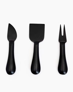 Juego de 3 Cuchillos para Queso de Acero Inoxidable Premium, Accesorios para Tabla de Charcutería, Cuchillo para Untar Queso, Negro - Product Image 4