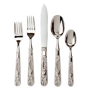 Ensemble de couverts en acier inoxydable plaqué couleur argent avec manche élégant de 5 couverts cuillère fourchette couteau pour cadeaux utilisation de mariage - Product Image 5