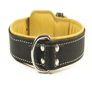 Collier de chien en cuir marron de styliste tendance avec boucle en laiton massif, anneau D et rembourrage doux, cousu, collier de chien durable - Product Image 1