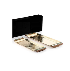 Bandeja rectangular chapada en oro de estilo moderno, vajilla elegante para bebidas y alimentos, apto para lavavajillas y duradero para fiestas - Product Image 6