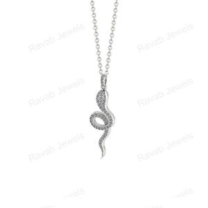 2025 buena calidad 45x13mm circón serpiente colgante collar chapado en oro plata esterlina fina joyería personalizada hecha India aniversario - Product Image 5