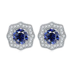 925 meilleure qualité solide mode goujon filles boucle d'oreille 925 en argent Sterling fait à la main Quartz bleu avec boucle d'oreille en pierre précieuse topaze blanche - Product Image 1