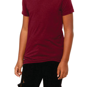 Camiseta de manga corta Triblend, 50% poliéster, 25% Airlume, peinado y anillo, algodón, 25% rayón, 40, 3,8 oz, granate, juvenil - Product Image 5