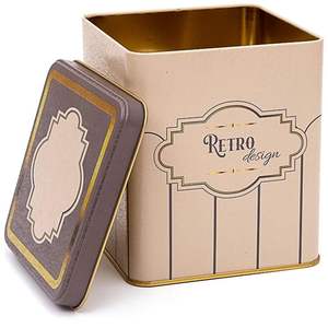 1.8L Rétro Slip Couvercle Carré Boîte En Fer Blanc 120x120x137mm Alimentaire Boisson Qualité Recyclable Fer Blanc Gaufré Plastique Papier Doublure - Product Image 2