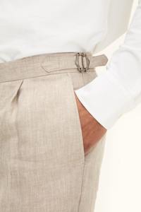 Pantalon pour homme en toile de lin/coton épaisse, coupe droite, taille mi-haute, pleine longueur, résistant, écologique et décontracté - Product Image 4
