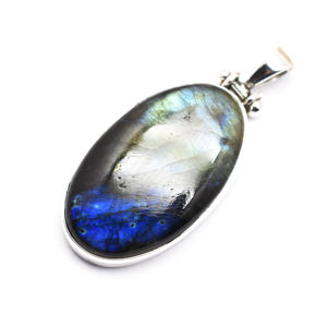Pendentif ovale en labradorite bleue naturelle, argent sterling 92,5 (vente en gros), pendentif en argent pur à feu bleu, cadeau de Noël - Product Image 6