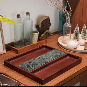 Bandeja de Madera de Primera Calidad con Diseño de Rayas de Resina, Plato Rústico de Madera para Aperitivos y Charcutería al Mejor Precio - Product Image 2