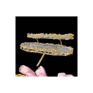 Plato de desayuno de dos capas con arroz dorado y bandejas de servicio elegantes de múltiples flores - Product Image 1