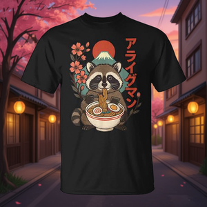 T-shirt Anime con Procione che Mangia Ramen per Scopi Promozionali - Product Image 3