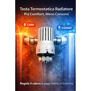 HM <b>Thermostatic</b> Head for Radiator M30x1.5 Connection Manual Temperature <b>Control</b> Italian Instructions Water Media - Product Image 2